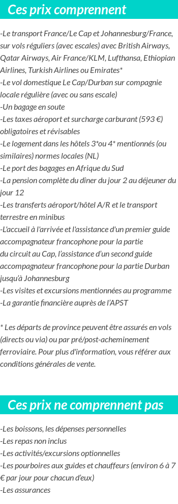 Conditions tarifaires