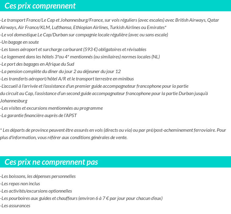 Conditions tarifaires
