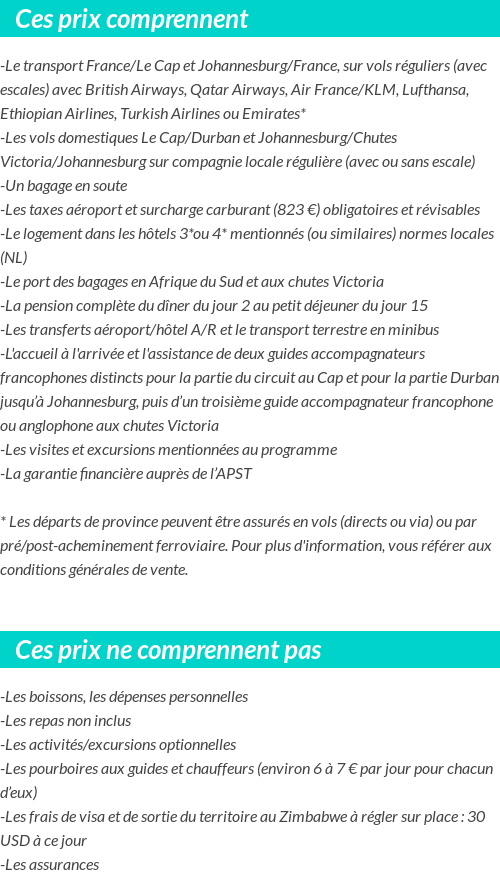 Conditions tarifaires
