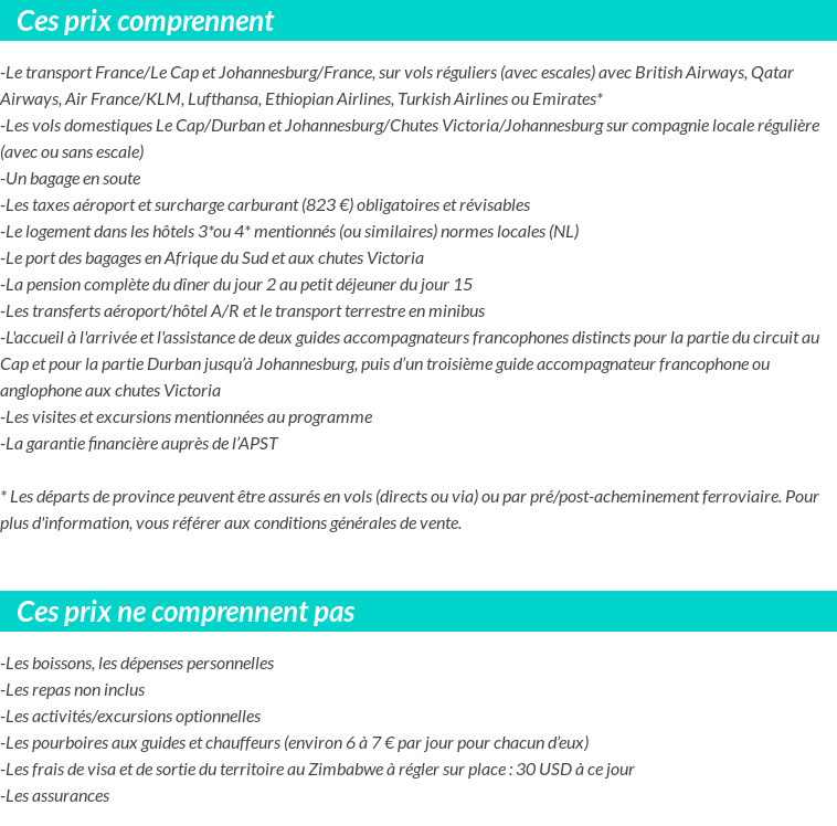 Conditions tarifaires