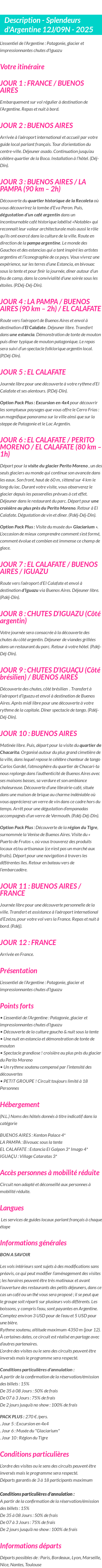Détails du séjour
