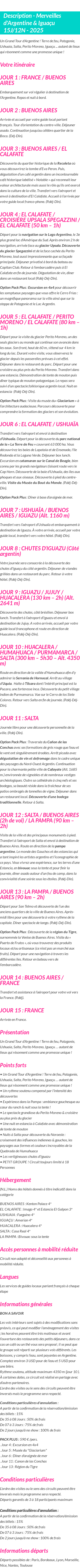 Détails du séjour