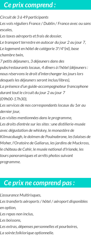 Conditions tarifaires