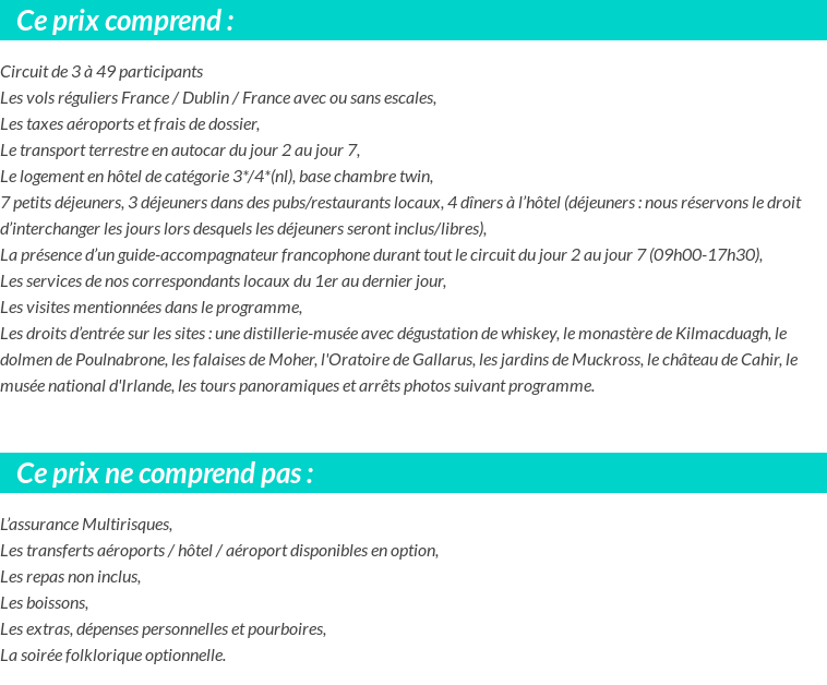 Conditions tarifaires