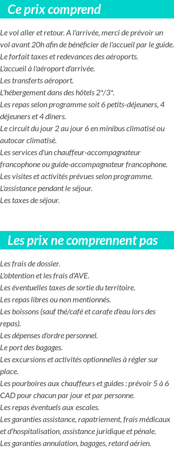Conditions tarifaires