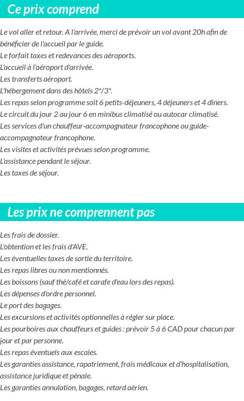 Conditions tarifaires