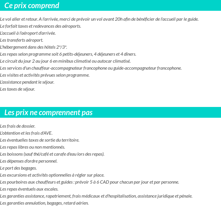 Conditions tarifaires