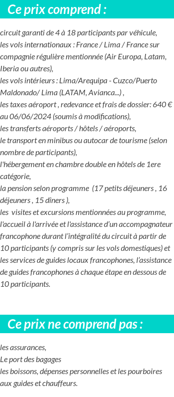 Conditions tarifaires