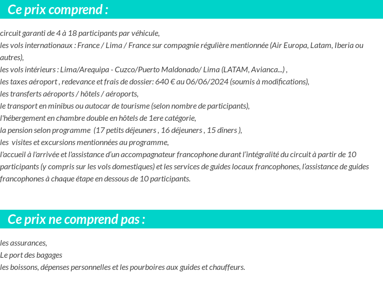 Conditions tarifaires