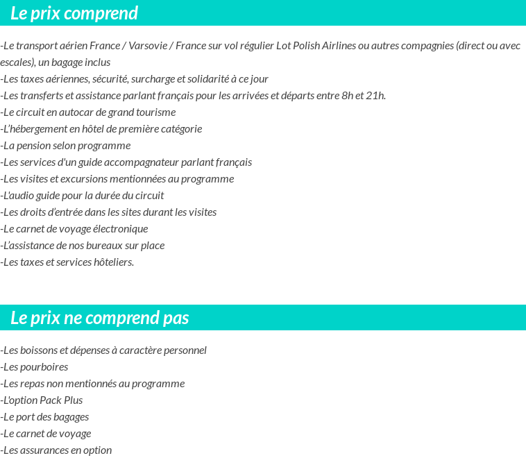 Conditions tarifaires