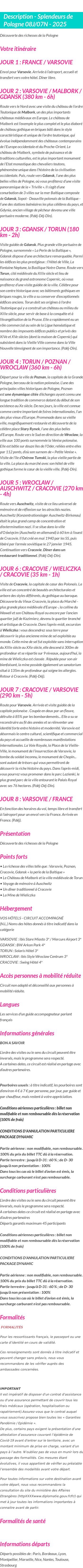 Détails du séjour