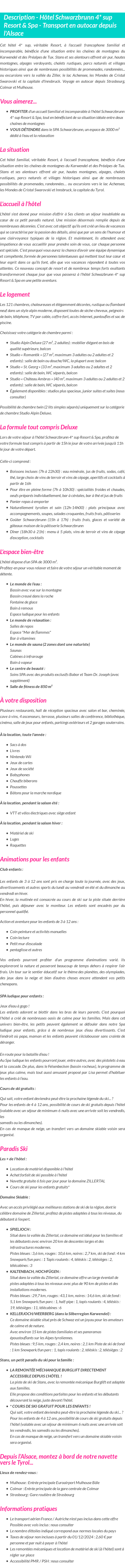 Détails du séjour