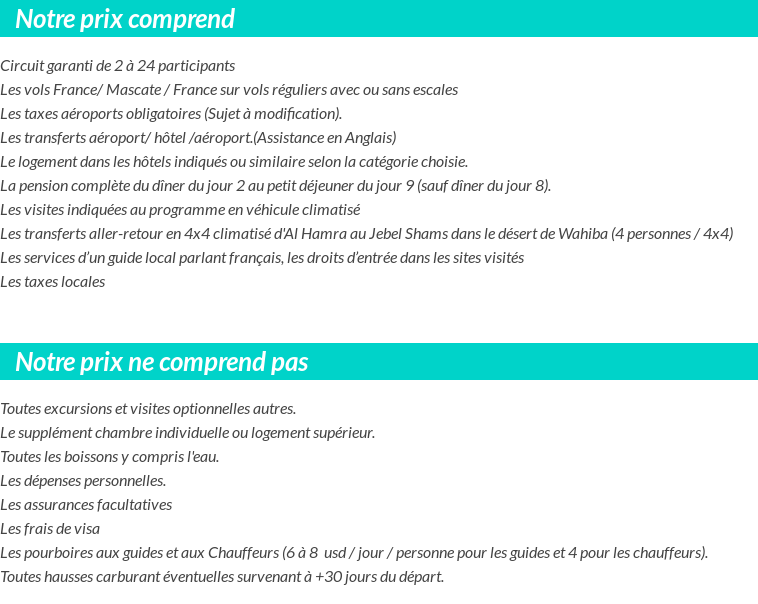 Conditions tarifaires