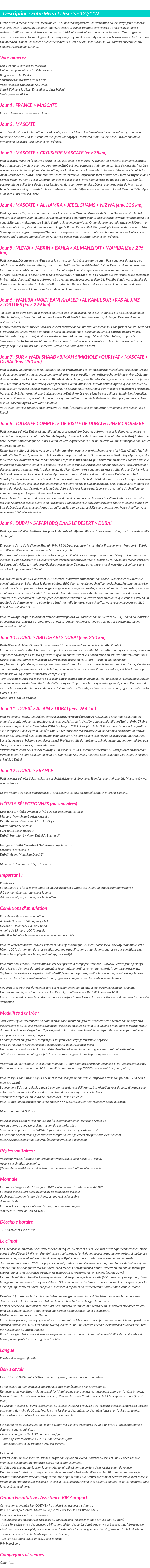 Détails du séjour