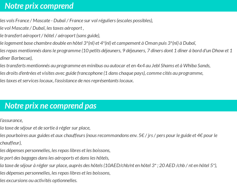 Conditions tarifaires