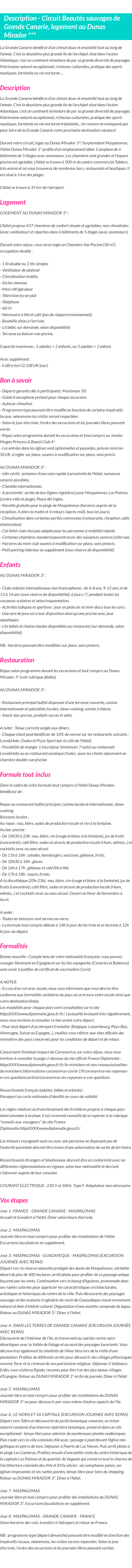 Détails du séjour