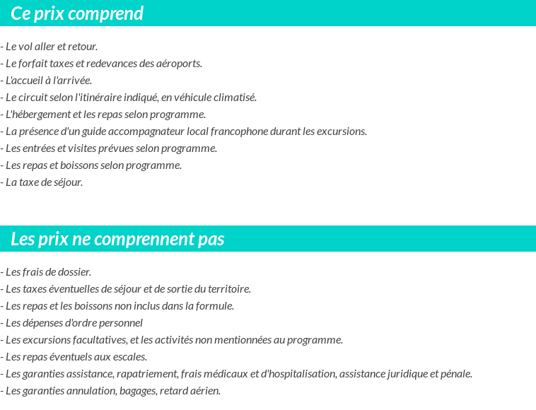 Conditions tarifaires