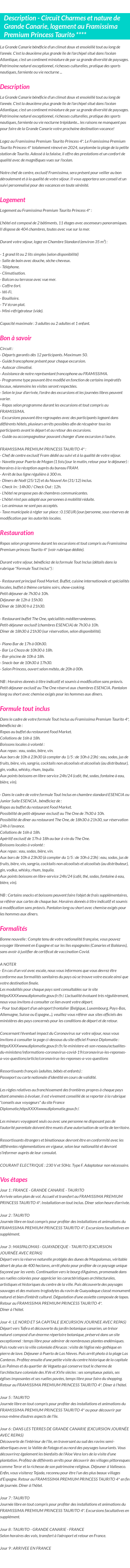 Détails du séjour