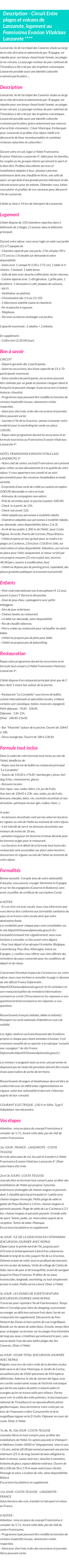 Détails du séjour