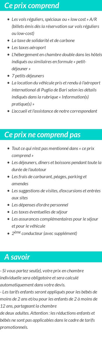 Conditions tarifaires