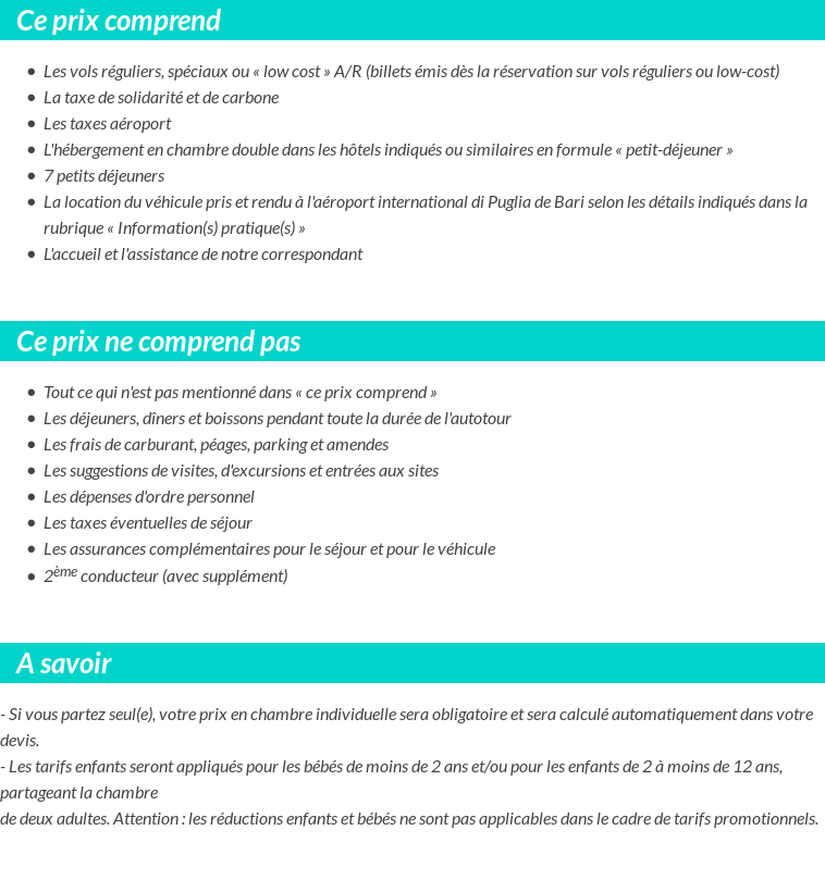 Conditions tarifaires