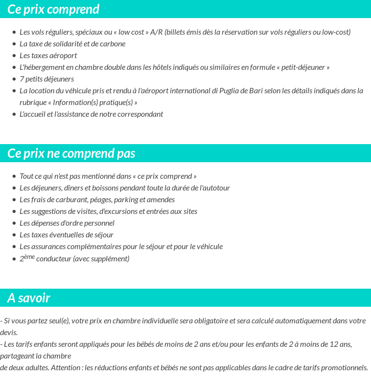 Conditions tarifaires