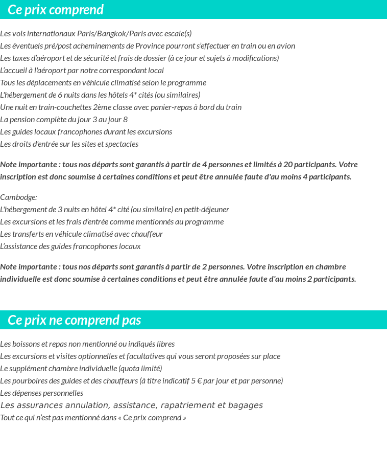 Conditions tarifaires