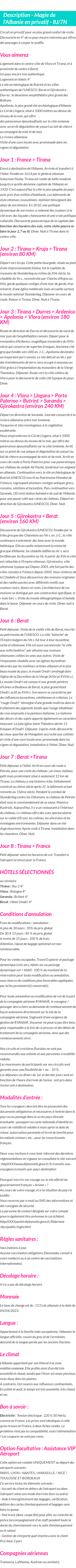 Détails du séjour