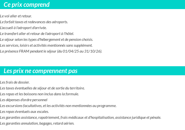 Conditions tarifaires