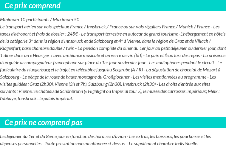 Conditions tarifaires