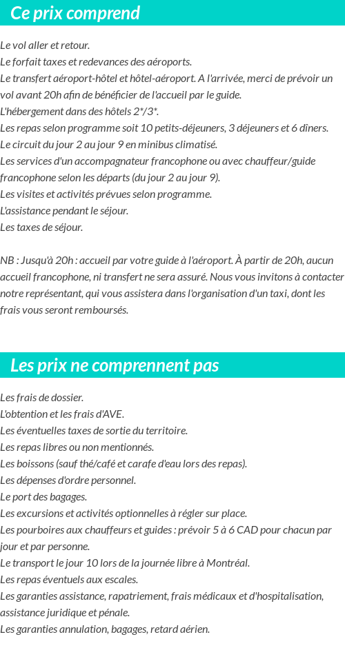 Conditions tarifaires