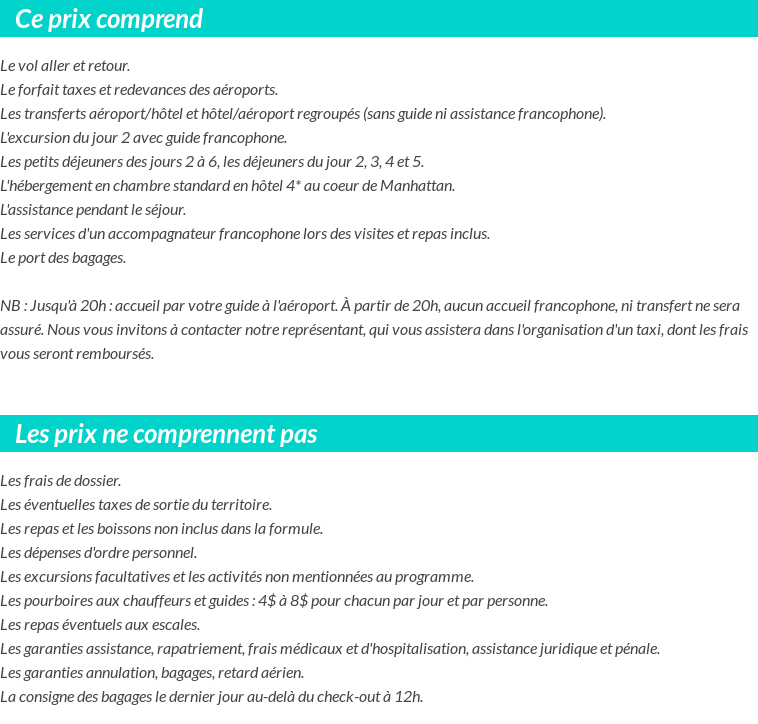 Conditions tarifaires