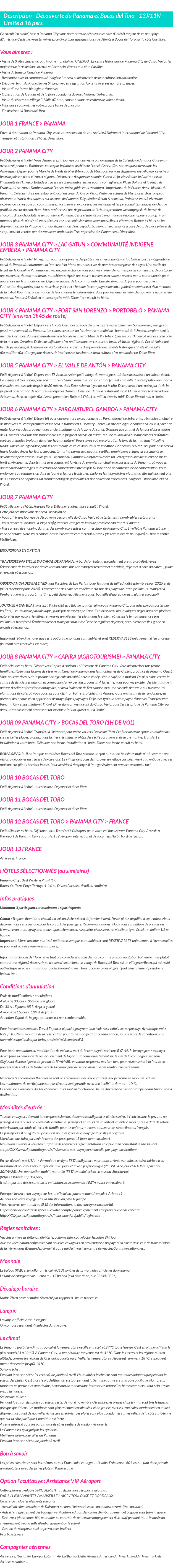 Détails du séjour