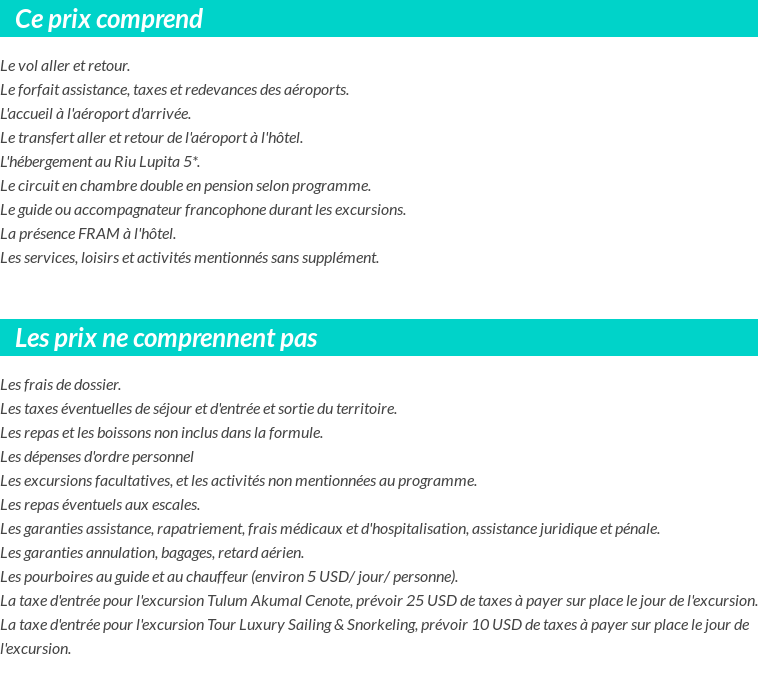 Conditions tarifaires