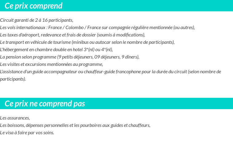 Conditions tarifaires