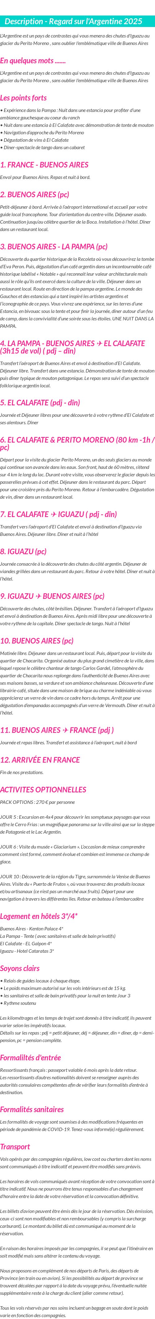 Détails du séjour