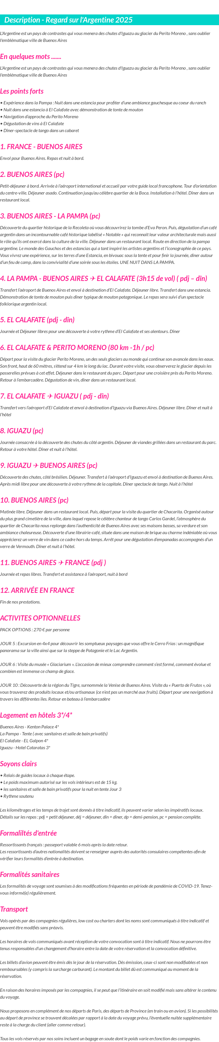 Détails du séjour