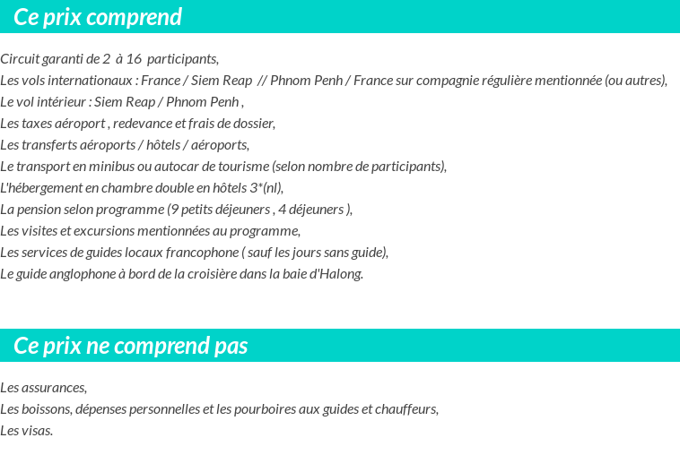 Conditions tarifaires