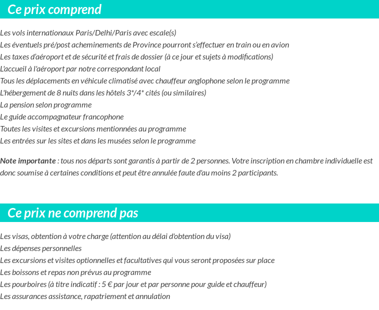 Conditions tarifaires