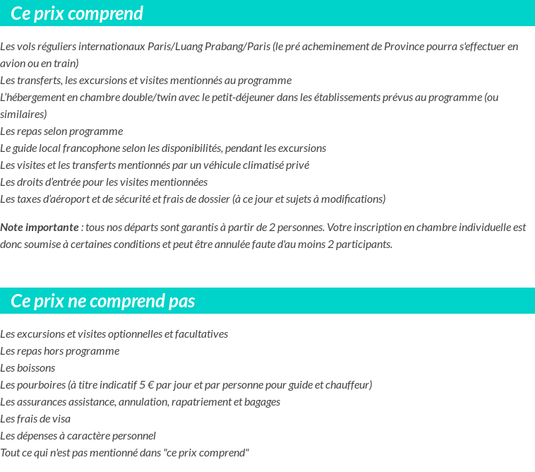 Conditions tarifaires