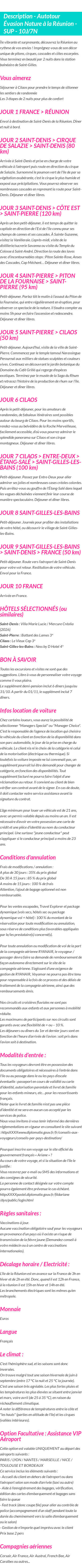 Détails du séjour
