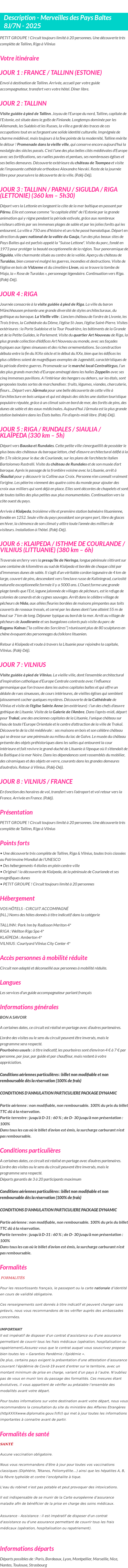 Détails du séjour