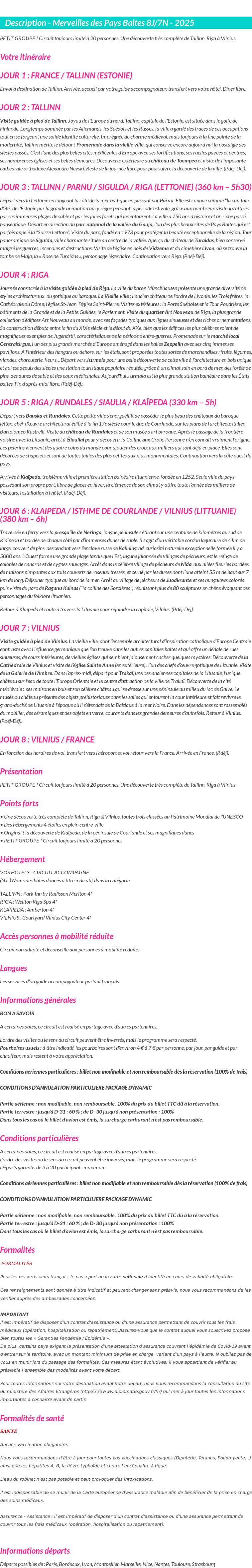Détails du séjour