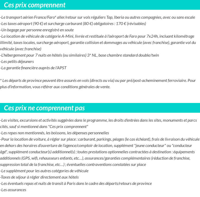 Conditions tarifaires