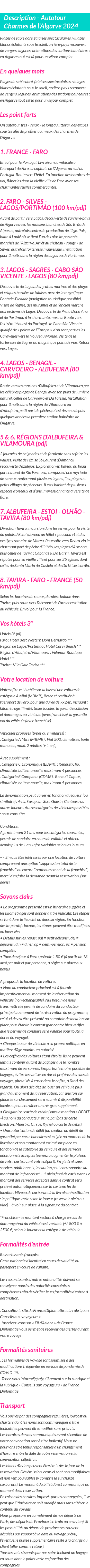 Détails du séjour