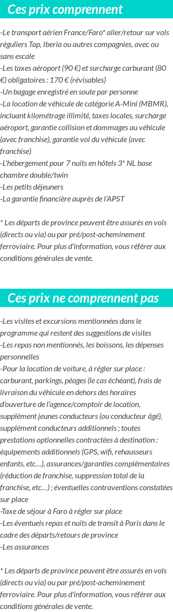 Conditions tarifaires