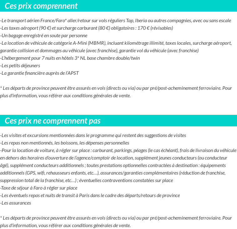 Conditions tarifaires