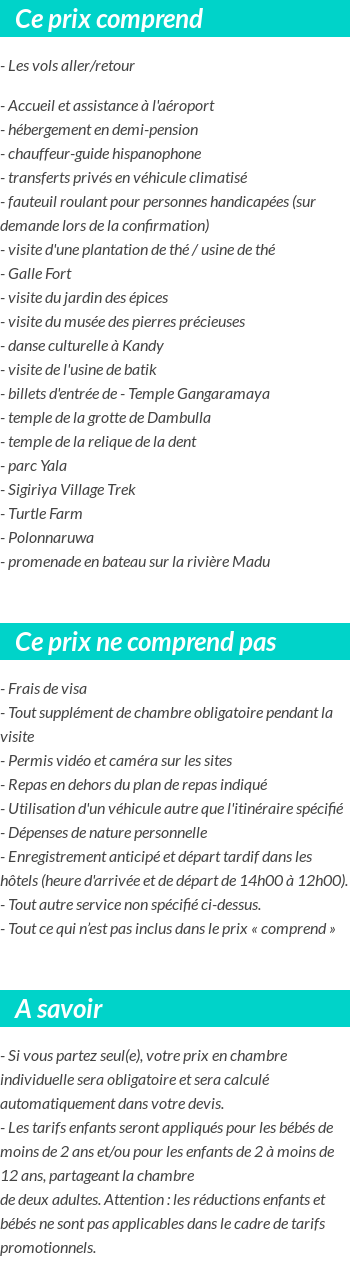 Conditions tarifaires