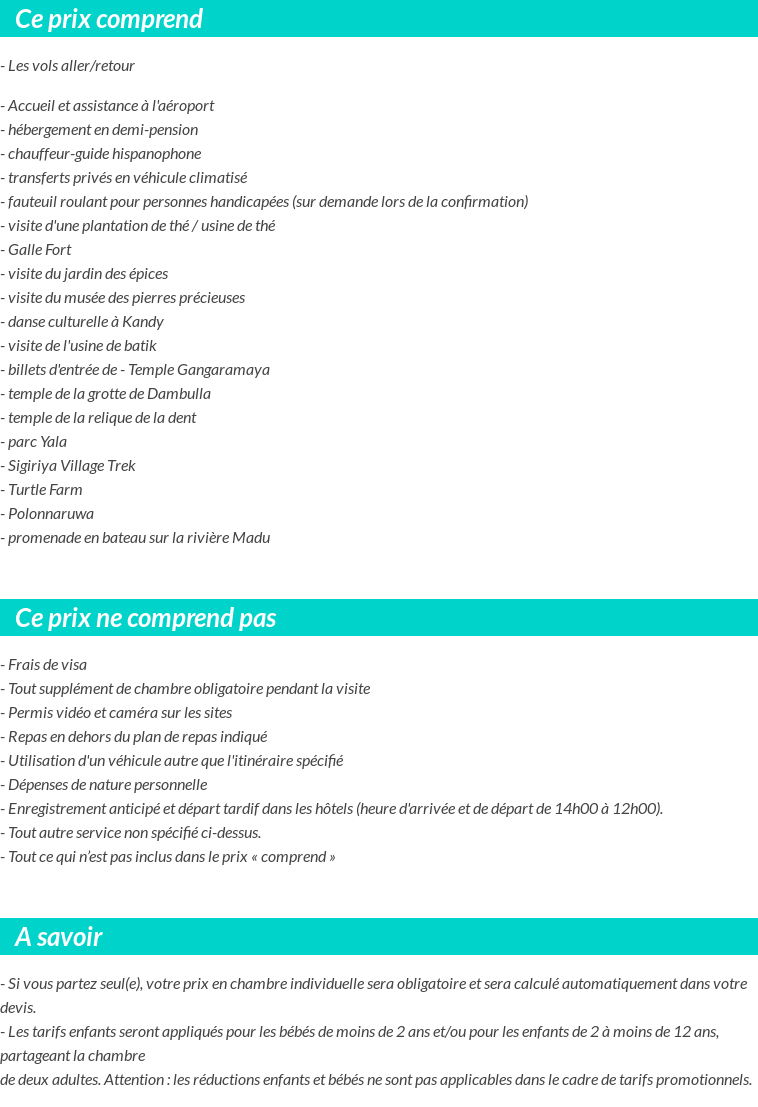 Conditions tarifaires