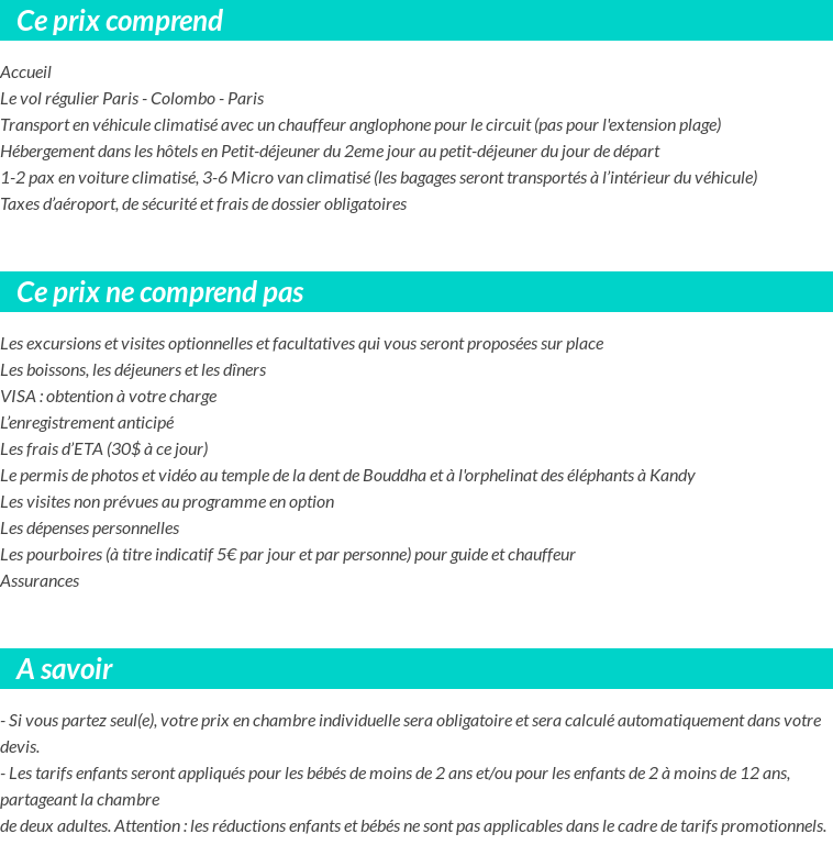Conditions tarifaires
